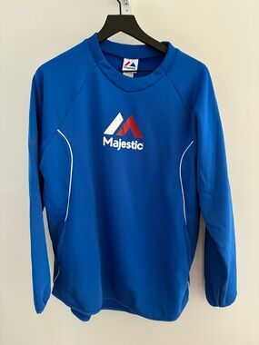 Majestic Royal Blue Baseball Pullover Sweatshirt